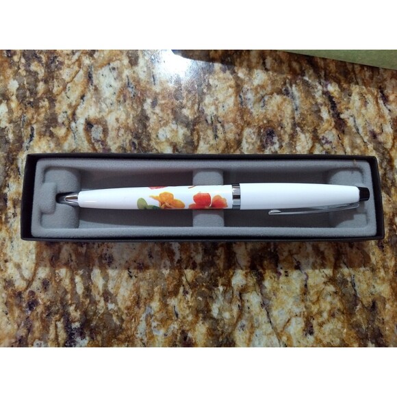 CROSS MARJOLEIN BASTIN TWIST‎ BALL POINT PEN Red & Orange Flowers NOS in Box - Picture 6 of 13